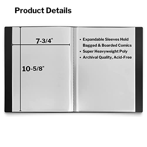 Dunwell Comic Book Storage Album - For Current, Silver Age, Regular Bagged and Boarded, Binder with 6 Super Heavyweight Sleeves, Clear View Cover and Spine, Acid-Free, Gift for Comic Collectors - Image 3