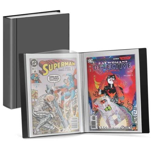 Dunwell Comic Book Storage Album - For Current, Silver Age, Regular Bagged and Boarded, Binder with 6 Super Heavyweight Sleeves, Clear View Cover and Spine, Acid-Free, Gift for Comic Collectors - Image 1