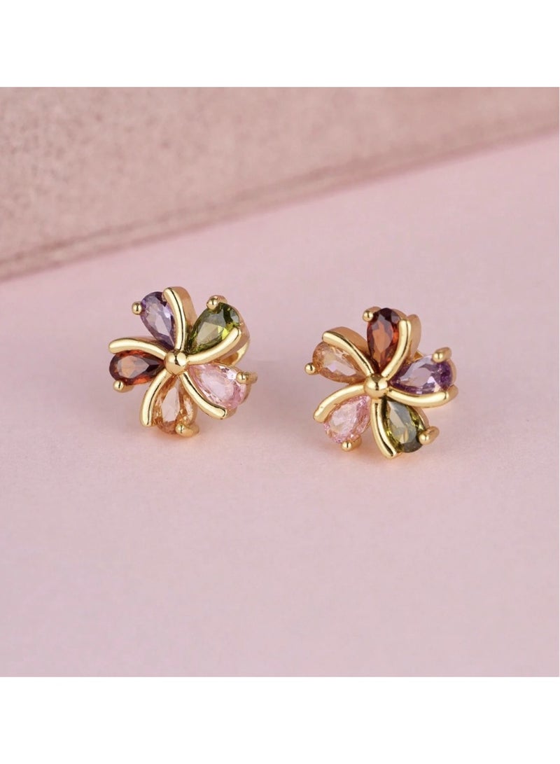 ڤيا أقراط زهرة فاخرة متعددة الألوان – تصميم أنيق يضيف لمسة إشراق لكل إطلالة - Image 5