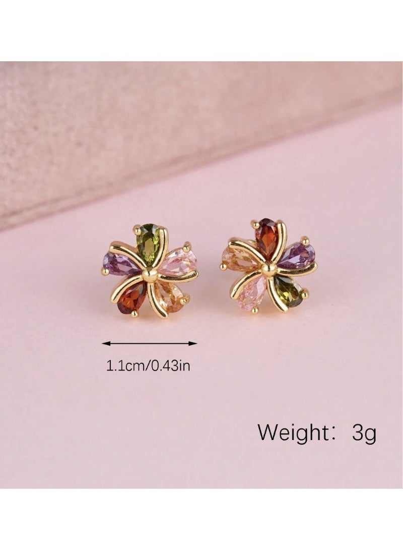 ڤيا أقراط زهرة فاخرة متعددة الألوان – تصميم أنيق يضيف لمسة إشراق لكل إطلالة - Image 2