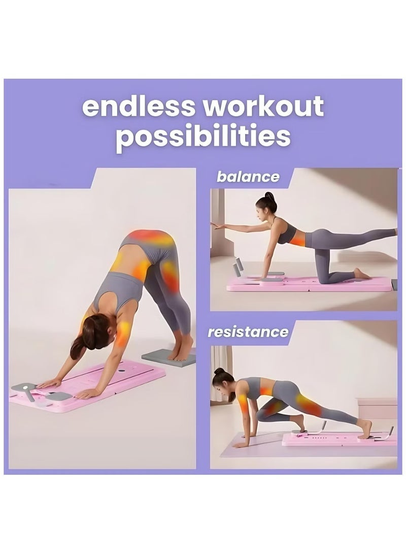 TIGER Pilates Reformer,Foldable Pilates Machine & Equipment for Home Use and Gym Workout,Pilates Sliding Board Suitable for Advanced and Beginners Users,Pilates Equipment with Timer(Pink) - Image 5