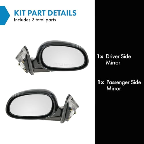 TRQ Driver & Passenger Side Mirror Set Power Compatible with 1992-1995 Honda Civic HO1320113 HO1321113 - Image 2