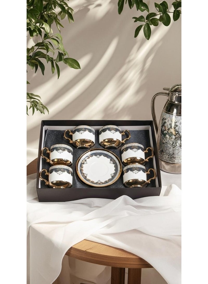 Tea or cappuccino cups and saucers set - Image 2