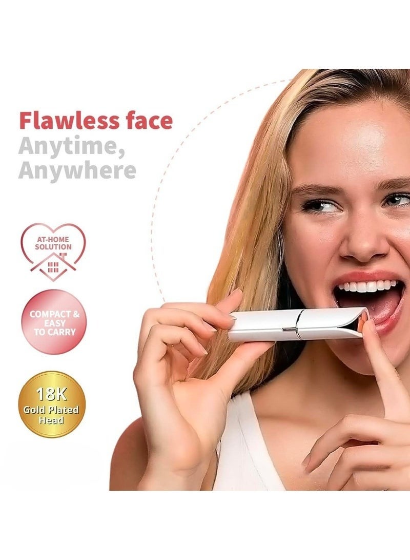 YD Painless Flawless Facial Hair Remover for Women - Rechargeable Portable Epilator & Trimmer for Face, Upper Lip, Chin & Peach Fuzz - Gold/White Design. - Image 2
