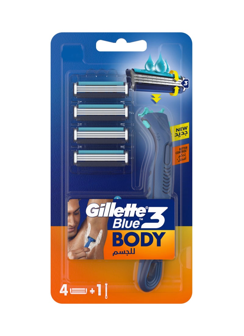 Gillette شفرة الجسم الزرقاء 3: 1 مقبض + 4 شفرات - Image 1