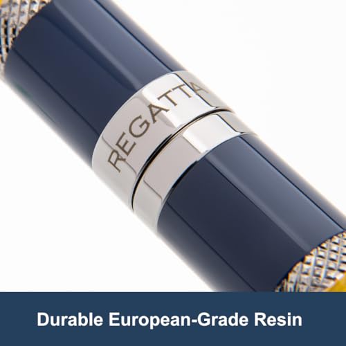 Monteverde USA Regatta Sport Fountain Pen in Blue/Yellow and Carbon Fiber - Broad Nib, Luxury Refillable Pen with Gunmetal Accents, Premium Gift - Image 2