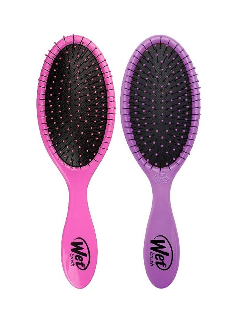 Wet Brush Wet Brush Original Detangling Hair Brush, Pink & Purple 2-Pack - Ultra-Soft IntelliFlex Bristles - Detangler Brush Glide Through Tangles With Ease For All Hair Types - For Women, Men,Wet & Dry Hair - Image 1