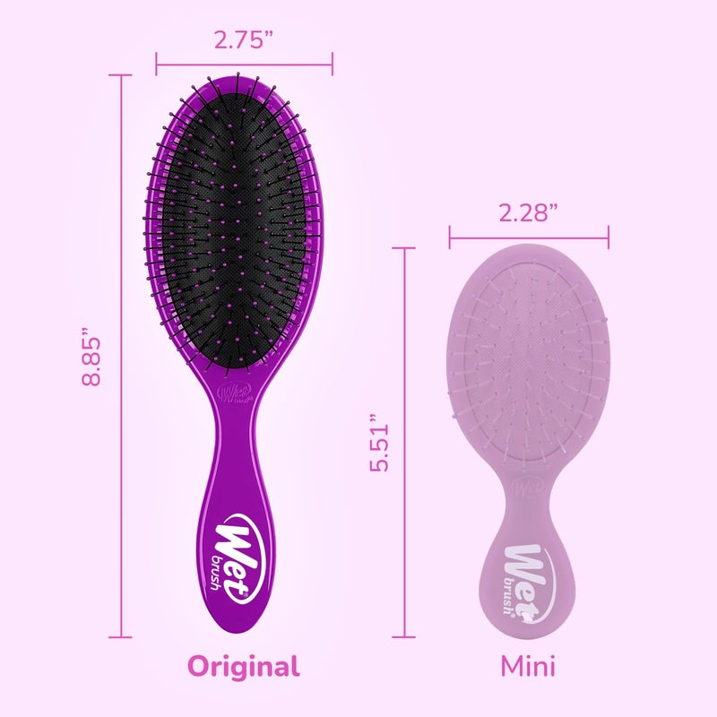 Wet Brush فرشاة الشعر الأصلية من ويت برش، وردي وبنفسجي 2-pack - شعيرات إنتيلي فليكس فائقة النعومة - فرشاة فك التشابك تنزلق بسهولة عبر التشابكات لجميع أنواع الشعر - للنساء، الرجال، الشعر الرطب والجاف - Image 4