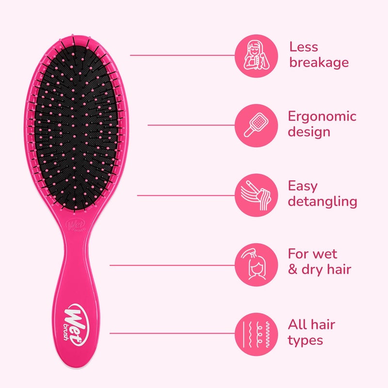 Wet Brush فرشاة الشعر الأصلية من ويت برش، وردي وبنفسجي 2-pack - شعيرات إنتيلي فليكس فائقة النعومة - فرشاة فك التشابك تنزلق بسهولة عبر التشابكات لجميع أنواع الشعر - للنساء، الرجال، الشعر الرطب والجاف - Image 3