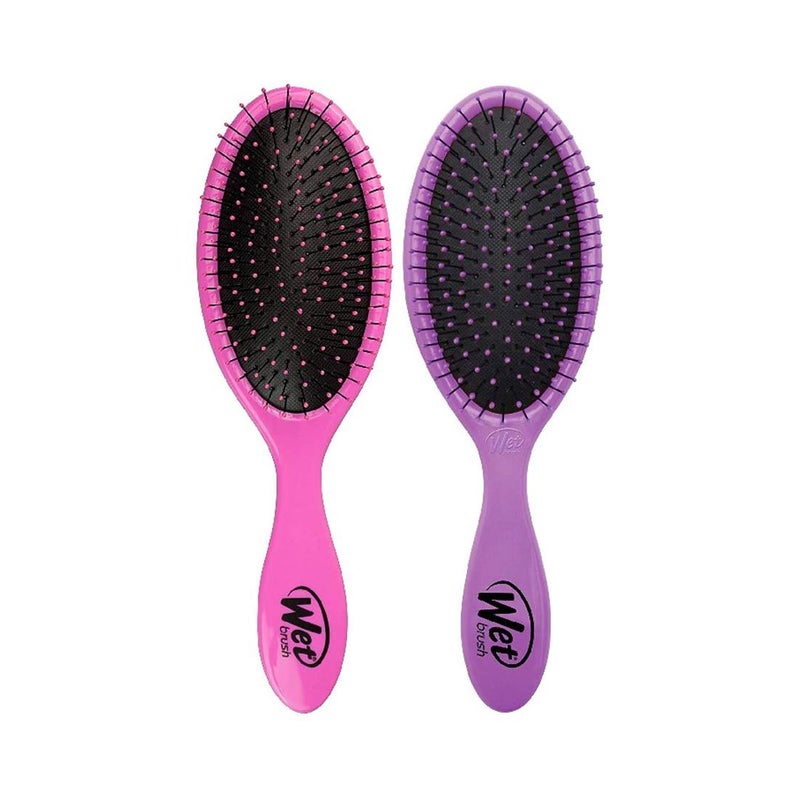 Wet Brush فرشاة الشعر الأصلية من ويت برش، وردي وبنفسجي 2-pack - شعيرات إنتيلي فليكس فائقة النعومة - فرشاة فك التشابك تنزلق بسهولة عبر التشابكات لجميع أنواع الشعر - للنساء، الرجال، الشعر الرطب والجاف - Image 1