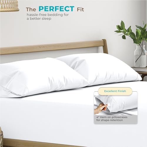 Thread Spread 100% Egyptian Cotton King Size Pillow Cases Set of 2 - Luxury 800 Series Euphoria Collection Pillow Cases King Size (White), Soft Cooling Breathable Hotel Cotton Pillowcases - Image 4