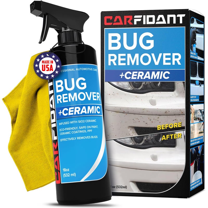 Carfidant Bug and Tar Remover for Cars Exterior with Ceramic Coating - Easily and Safely Clean Bug Splatter, Bird Poop from Paint, Plastic, Rubber, Metal, Chrome, Glass - Pre Wash for Car Detailing - Image 1