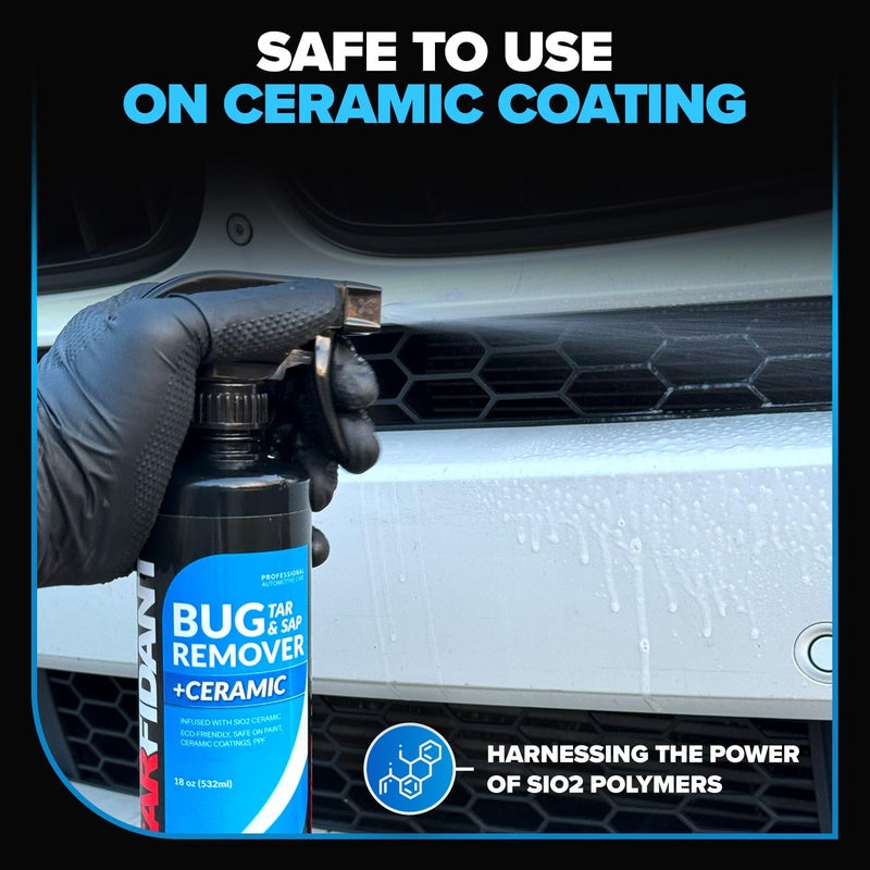 Carfidant Bug and Tar Remover for Cars Exterior with Ceramic Coating - Easily and Safely Clean Bug Splatter, Bird Poop from Paint, Plastic, Rubber, Metal, Chrome, Glass - Pre Wash for Car Detailing - Image 3