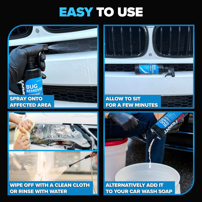 Carfidant Bug and Tar Remover for Cars Exterior with Ceramic Coating - Easily and Safely Clean Bug Splatter, Bird Poop from Paint, Plastic, Rubber, Metal, Chrome, Glass - Pre Wash for Car Detailing - Image 5