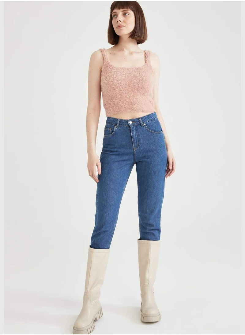 DeFacto Square Neck Knit Cropped Top
