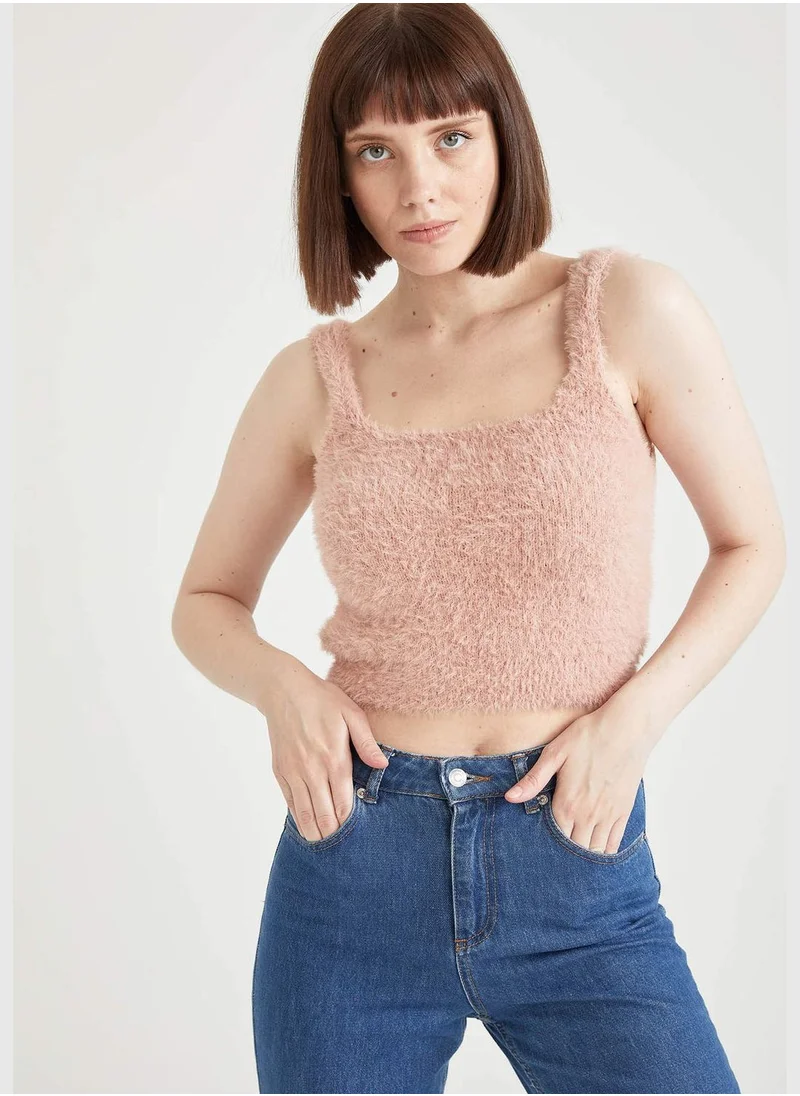 DeFacto Square Neck Knit Cropped Top