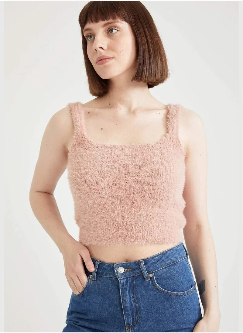 DeFacto Square Neck Knit Cropped Top