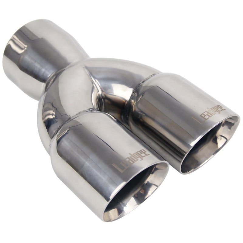 Leadgee Dual Exhaust Tip 3 Inch Inlet 3" outlet 9.5" Long Tail Pipe Double Wall Polished Stainless Steel Exhaust Tip, Car Tailpipe - Image 1