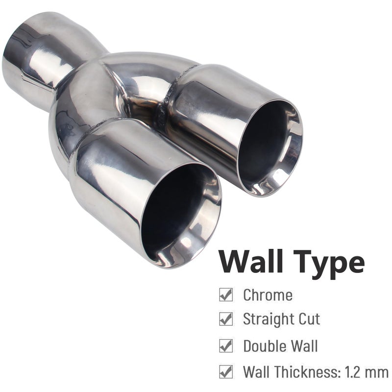 Leadgee Dual Exhaust Tip 3 Inch Inlet 3" outlet 9.5" Long Tail Pipe Double Wall Polished Stainless Steel Exhaust Tip, Car Tailpipe - Image 4