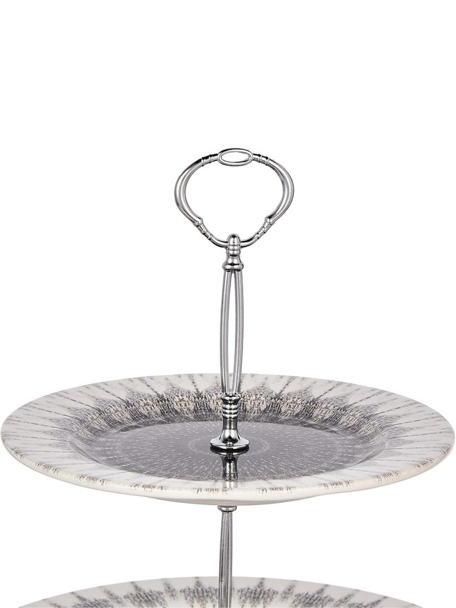 EDESSA Cosmic Porcelain Ceramic 2-Tier Cake Stand, 20x27cm - Image 2