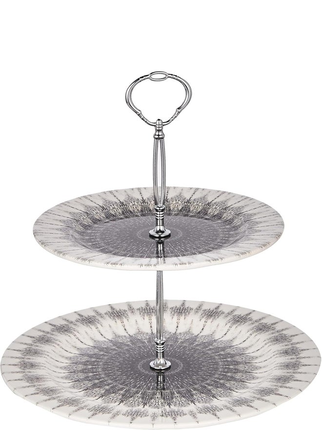 EDESSA Cosmic Porcelain Ceramic 2-Tier Cake Stand, 20x27cm - Image 1