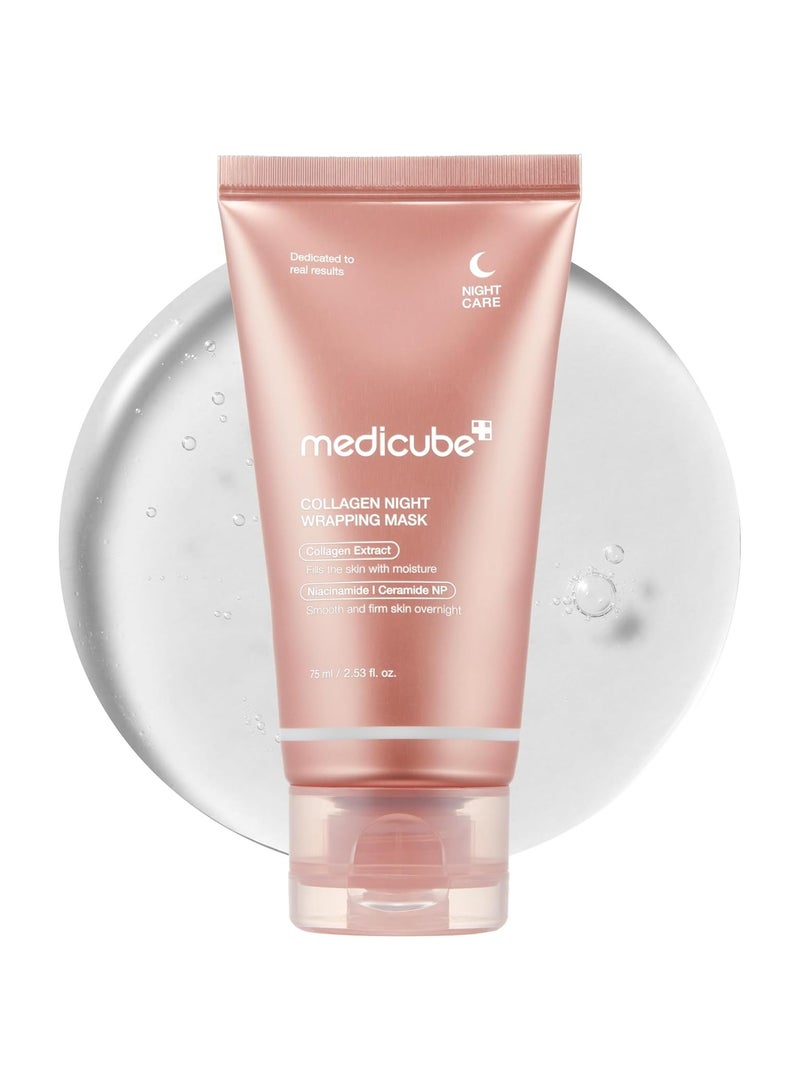 Medicube Collagen Overnight Wrapping Peel Off Facial Mask Pack - Elasticity And Hydration Care, Reduces Sagging And Dullness - Hydrolyzed Collagen For Glowing Skin - Korean Skin Care, 2.53 Fl.Oz - Image 1