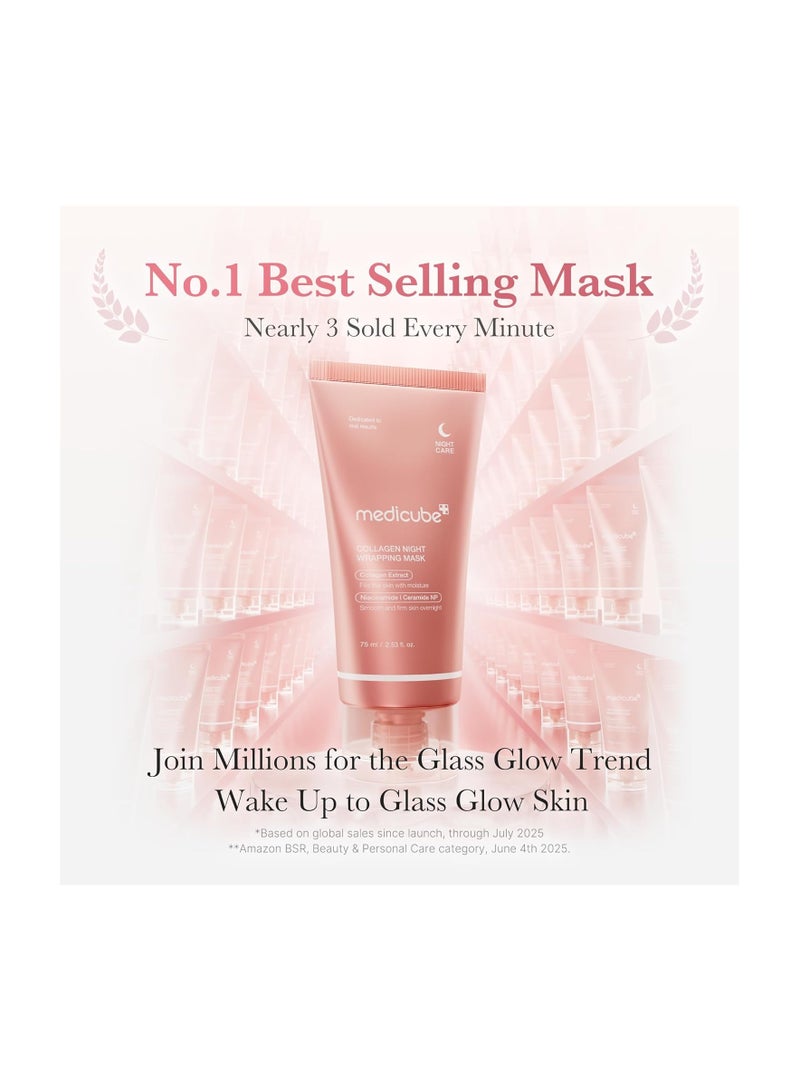 Medicube Collagen Overnight Wrapping Peel Off Facial Mask Pack - Elasticity And Hydration Care, Reduces Sagging And Dullness - Hydrolyzed Collagen For Glowing Skin - Korean Skin Care, 2.53 Fl.Oz - Image 2
