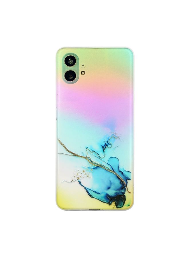 Case Cover For Nothing Phone 1 Laser Marble Pattern TPU Precise Hole Phone Case Blue
