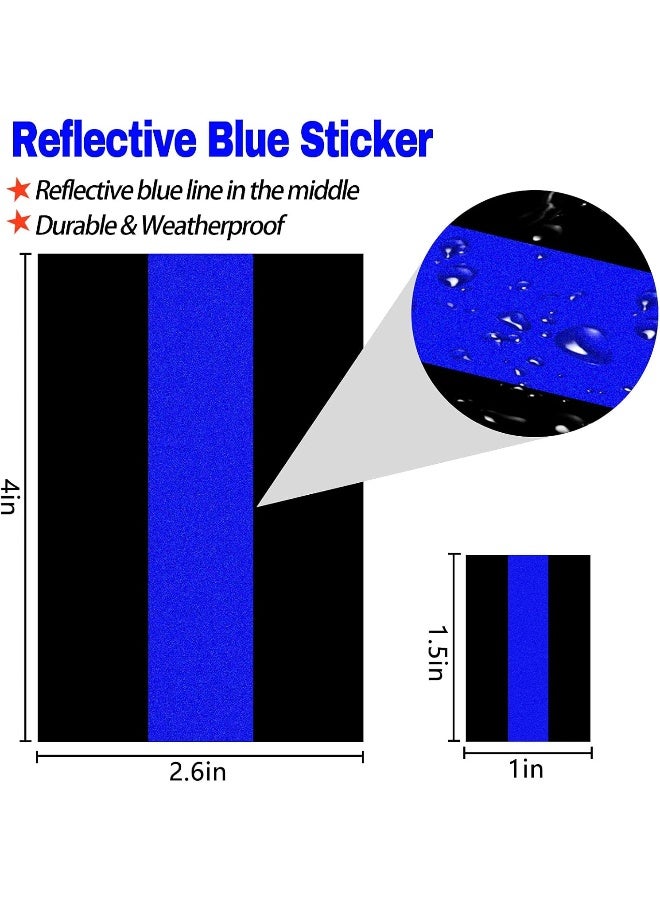 Creatrill Reflective Police Thin Blue Line Bumper Decals (2 Pack, 4" x 2.6") & License Plate Stickers (4 Pack, 1.5" x 1") Bundles for Cars & Trucks, Honoring Police Law Enforcement Vinyl Window Laptop Tape - Image 2