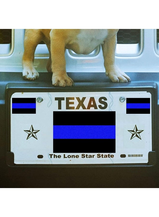 Creatrill Reflective Police Thin Blue Line Bumper Decals (2 Pack, 4" x 2.6") & License Plate Stickers (4 Pack, 1.5" x 1") Bundles for Cars & Trucks, Honoring Police Law Enforcement Vinyl Window Laptop Tape - Image 5