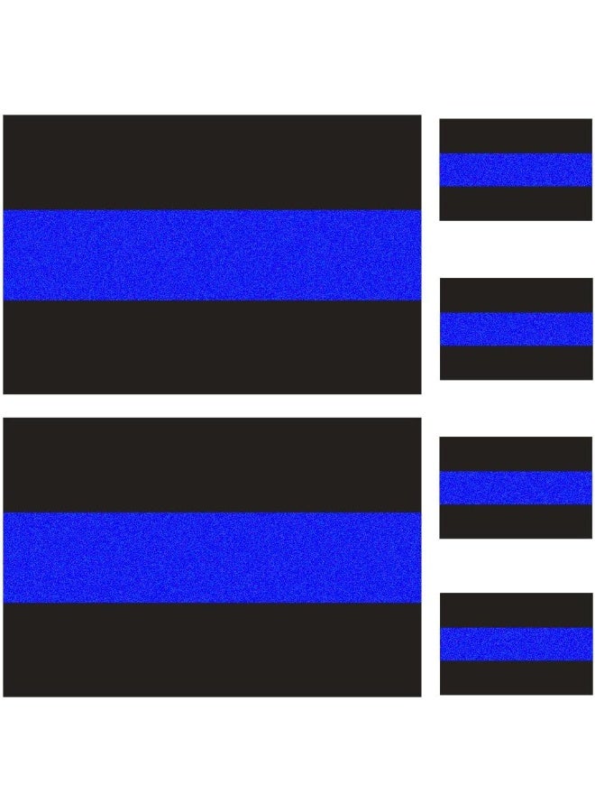 Creatrill Reflective Police Thin Blue Line Bumper Decals (2 Pack, 4" x 2.6") & License Plate Stickers (4 Pack, 1.5" x 1") Bundles for Cars & Trucks, Honoring Police Law Enforcement Vinyl Window Laptop Tape - Image 1