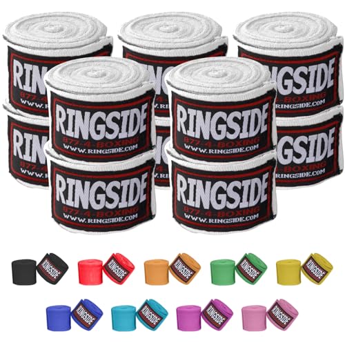 Ringside أربطة يد الملاكمة على الطراز المكسيكي من رينغسايد (عبوة 5 أزواج)، أبيض، 180" - Image 1