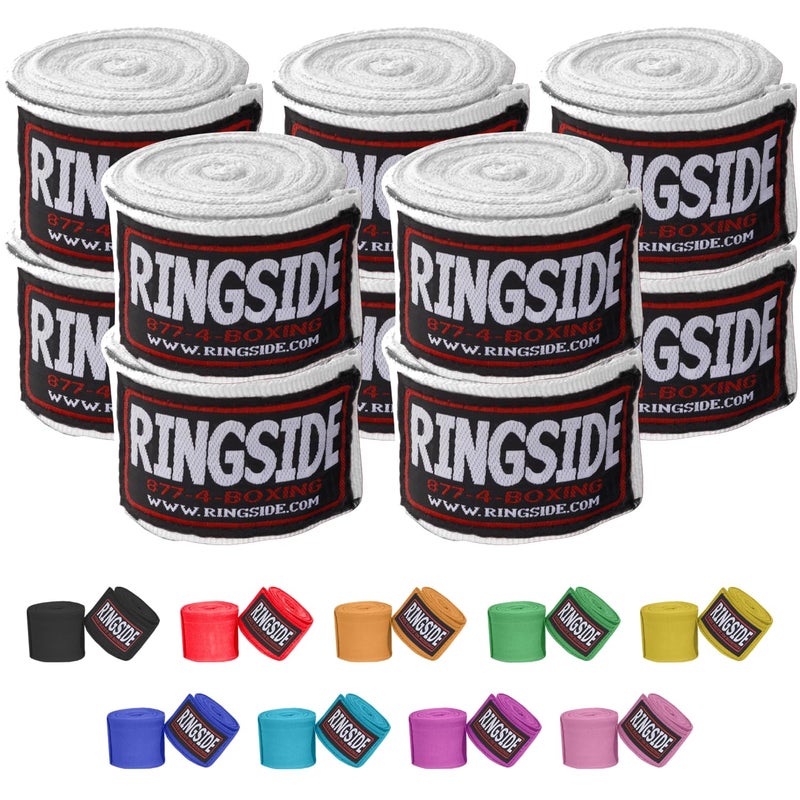 Ringside أربطة يد الملاكمة على الطراز المكسيكي من رينغسايد (عبوة 5 أزواج)، أبيض، 180" - Image 5
