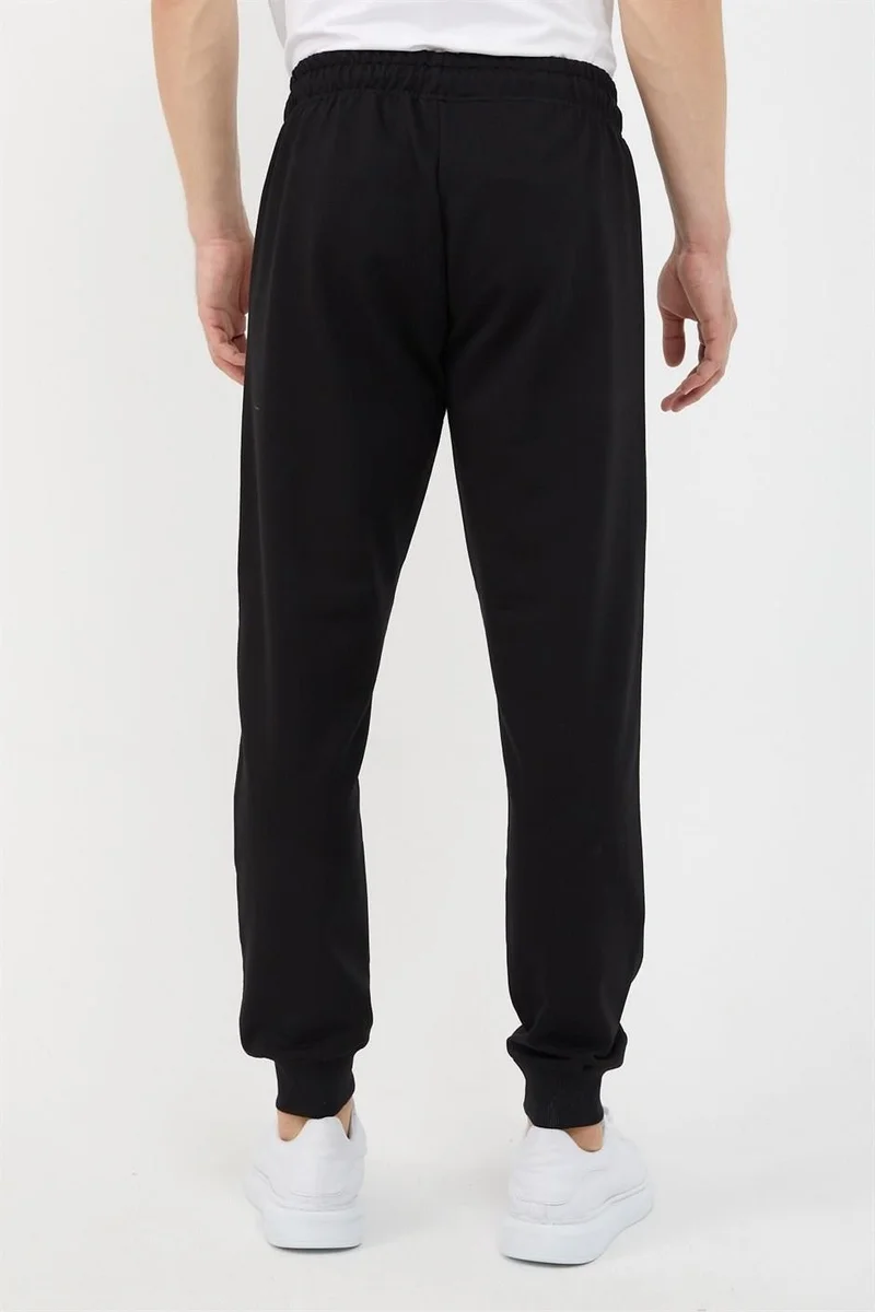 mmetalic Black Men's Ribbed Leg Pocket Zipper Detailed Sweatpants