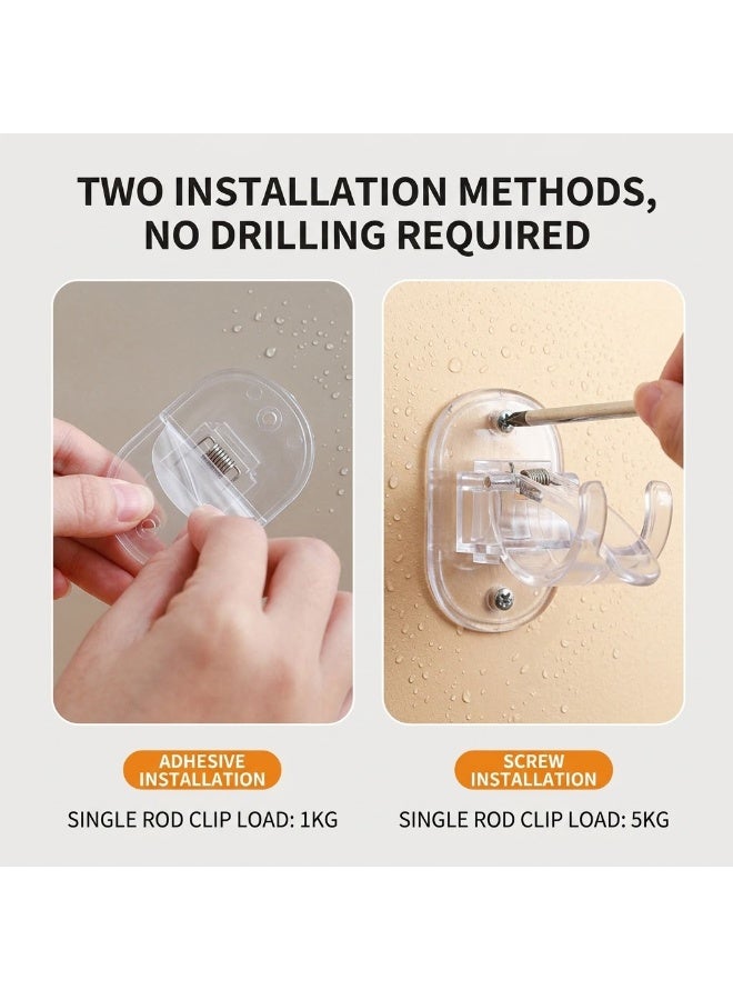 Self Adhesive Curtain Rod Bracket, No Drill Drapery Hooks Holder, Plastic Easy Sticky Curtain Rod Hooks for Kitchen, Bathroom, 2pcs - Image 3