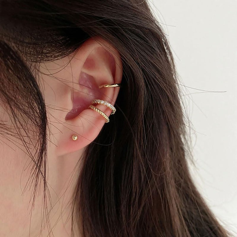 PANSHI  Easter Basket Stuffers 3Pcs Ear Cuffs Non Piercings Easter Gifts for Women Teen Gifts Trendy Stuff Gold Silver Clip On Cuff Earrings Set Fashion Jewelry (Gold) - Image 5
