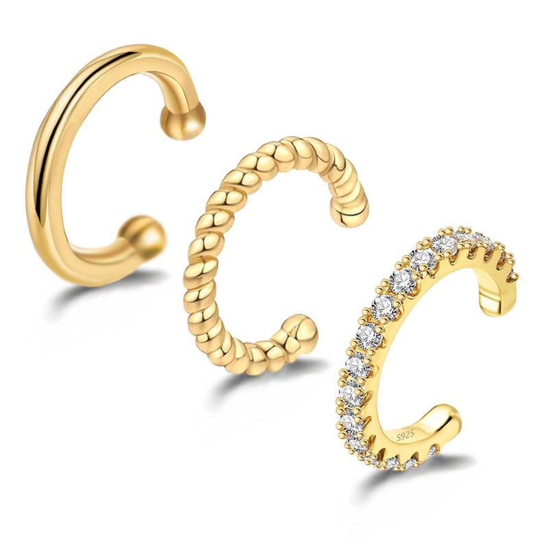 PANSHI  Easter Basket Stuffers 3Pcs Ear Cuffs Non Piercings Easter Gifts for Women Teen Gifts Trendy Stuff Gold Silver Clip On Cuff Earrings Set Fashion Jewelry (Gold) - Image 4