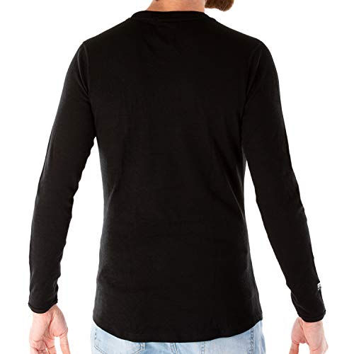 MERIWOOL Mens Base Layer - 100% Merino Wool Midweight Long Sleeve Thermal Shirt Black - Image 2