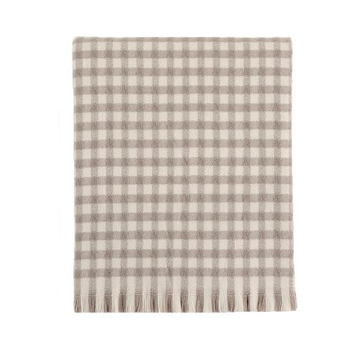 CREVENT Farmhouse Boho Knitted Throw Blanket for Couch Sofa Chair Bed Home Decoration, Soft Warm Cozy Light Weight for Spring Summer Fall (50''X60'' Plaid Tan) - Image 1