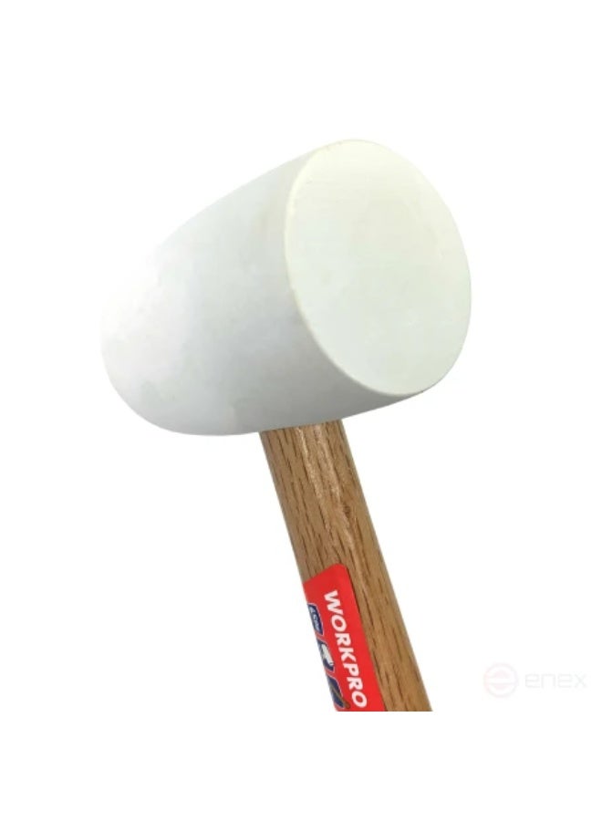 WORKPRO Rubber hammer with wooden handle 450g White WP241038 WORKPRO - Image 2
