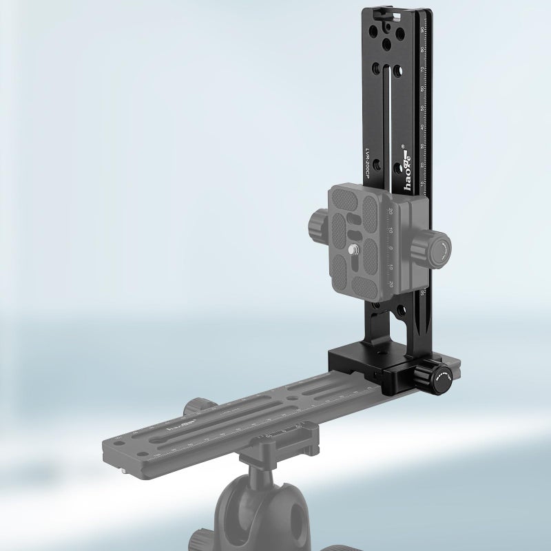 Haoge LVR-200CP 200mm Dual Dovetails Nodal Slide Vertical Rail with 90 Degree Quick Release Clamp Compatible with Arca-Swiss SUNWAYFOTO - Image 5