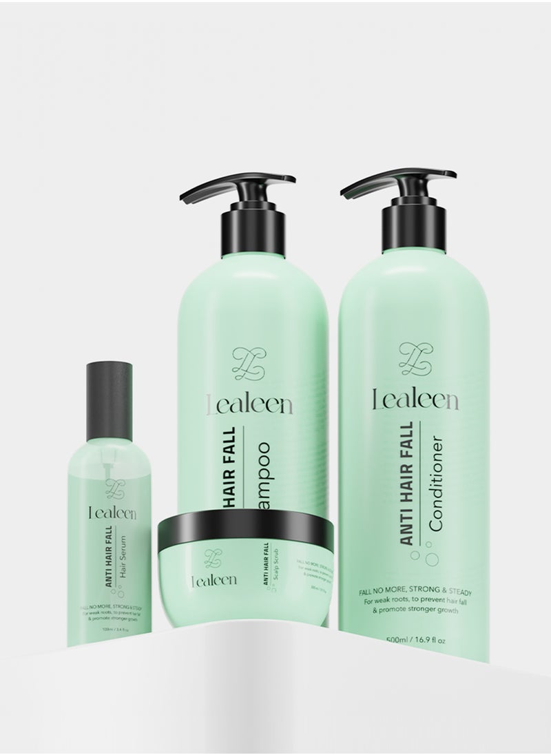 LEALEEN Lealeen Anti-Hair Fall Bundle | Shampoo 500ml-Conditioner 500ml-Hair Serum 100ml-Scalp Scrub 300ml  - Image 2