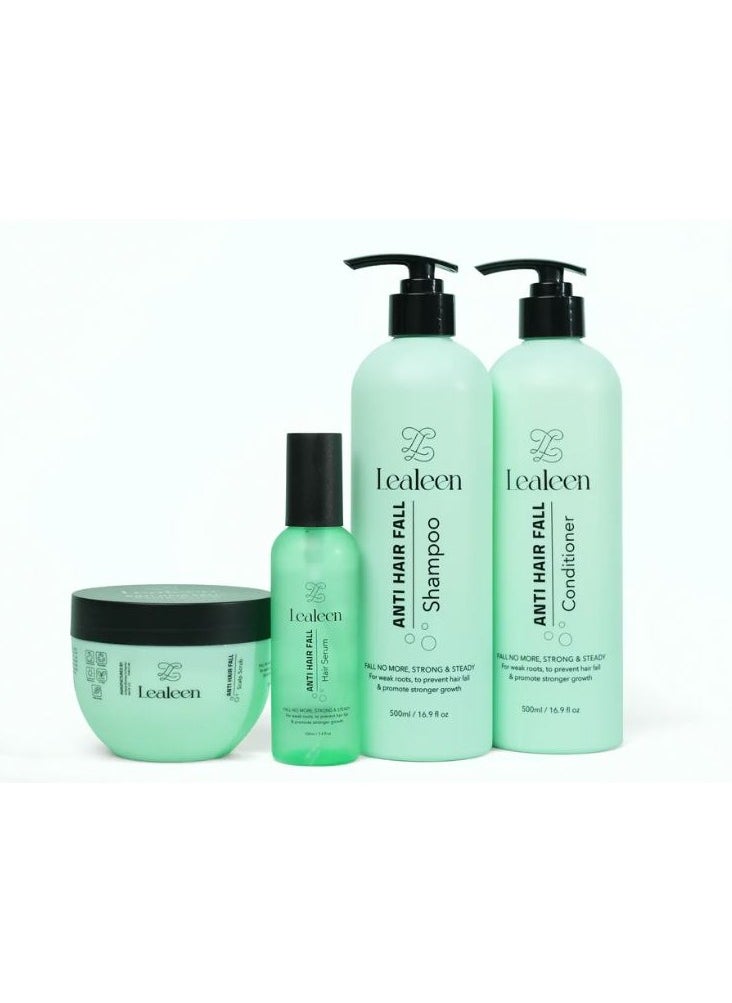 LEALEEN Lealeen Anti-Hair Fall Bundle | Shampoo 500ml-Conditioner 500ml-Hair Serum 100ml-Scalp Scrub 300ml  - Image 3