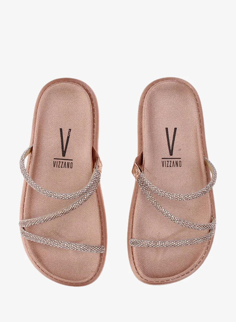 Vizzano Gold Pink Flat Sandals for Women – Stylish Ladies Flat Sandals & Comfortable Flat Slippers for Women | Best Price UAE
