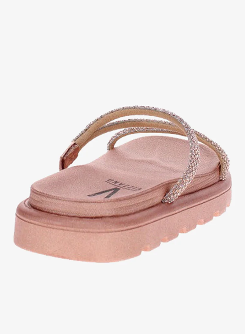 Vizzano Gold Pink Flat Sandals for Women – Stylish Ladies Flat Sandals & Comfortable Flat Slippers for Women | Best Price UAE