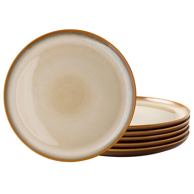 CERAMIC PLATES SET OF 6 85 INCH REACTIVE GLAZE LIGHT WEIGHT PORCELAIN SALAD PLATESMODERN SHAPE DINNERWARE DISHES SET FOR KITCHENMICROWAVEDISHWASHEROVEN SAFE SCRATCH RESISTANT