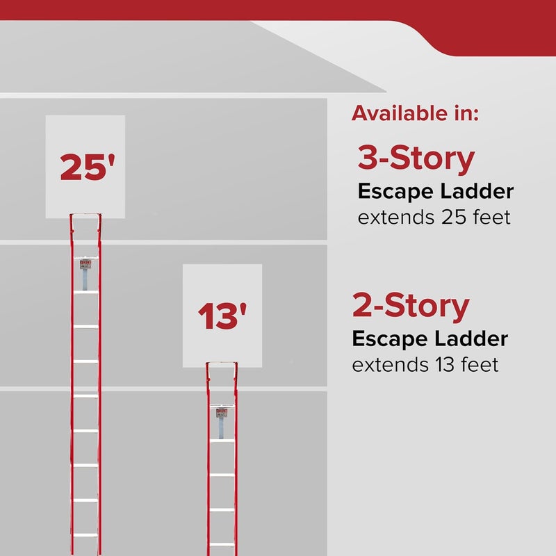 Kidde Fire Escape Ladder, 3-Story Rope Ladder, Extends to 25-Feet, Anti-Slip Rungs - Image 2