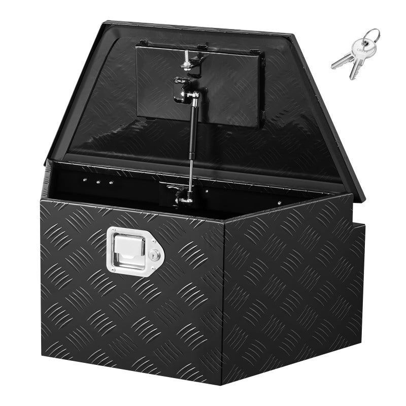 VEVOR Trailer Tongue Box, Heavy Duty Trailer Tongue Tool Box Storage Organizer with Lock & Keys, Utility Tool Chest for Pickup Truck Bed, RV, SUV, Off-Road Vehicle, Aluminum, 26" x 13" x 12", Black - Image 1
