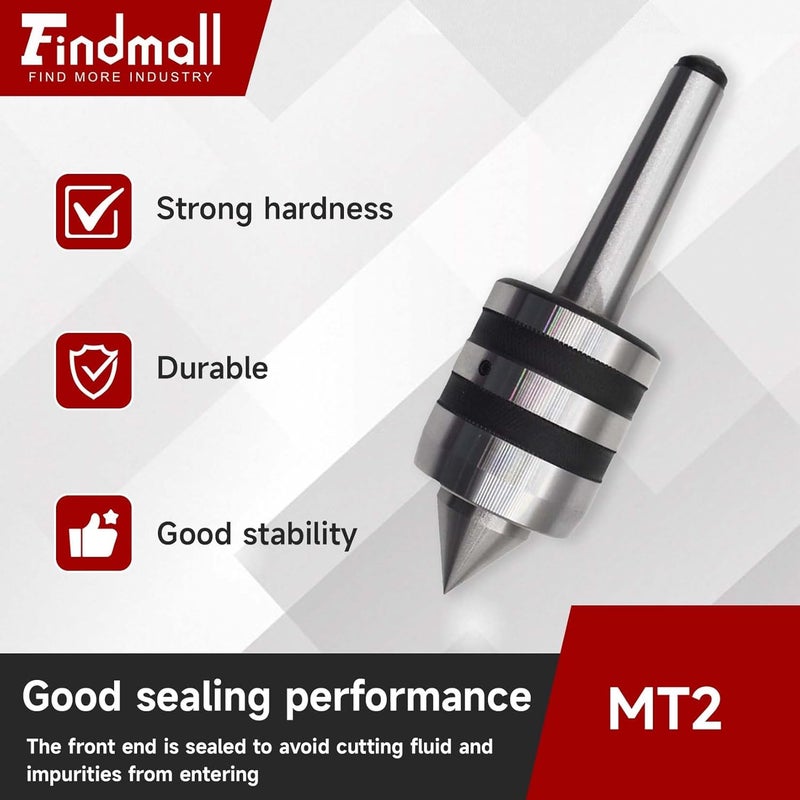 findmall مركز حي MT2 متوسط ​​الحمولة بزاوية 60 درجة مناسب لمراكز الذيل CNC، والمخارط اليدوية العادية والمخارط عالية السرعة - Image 3