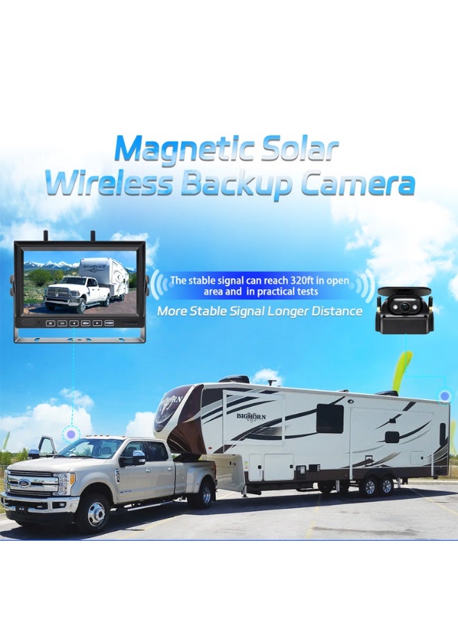 Solar Powered Wireless Magnetic Backup Camera 7 Inch 1080P Monitor System for Truck Powered Rechargeable Waterproof - Image 2